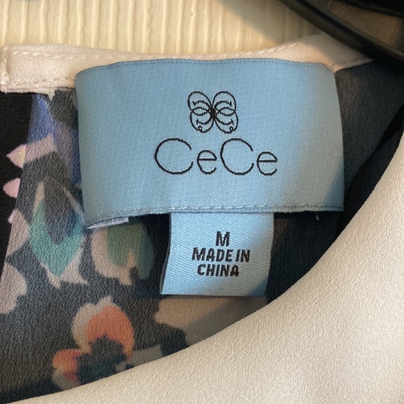 NWT CeCe Bright Floral Collared Top, M - Picture 2 of 10